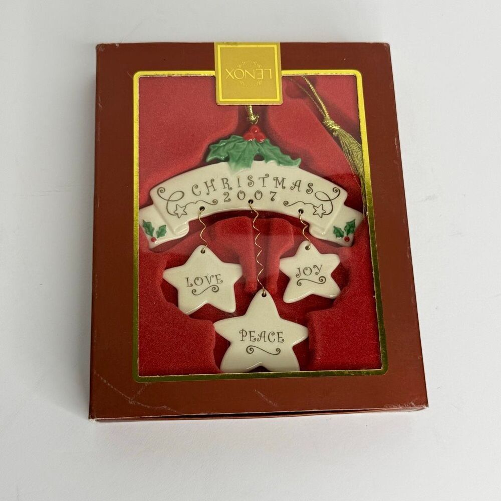 Lenox Christmas 2007 Starry Wishes Ornament Love Joy Peace Porcelain in Orig Box